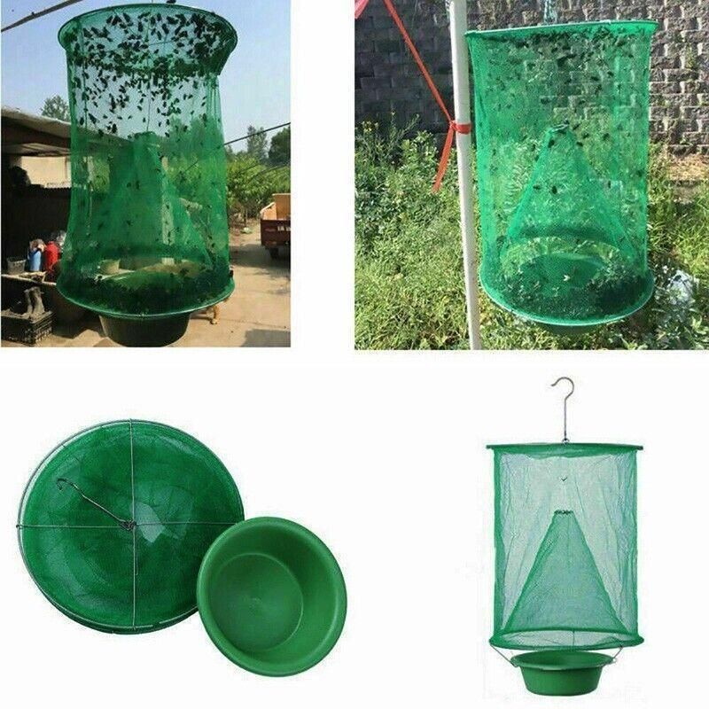 6PCS Reusable Hanging Fly Trap Net Cage Insect Catcher for Garden Farm Outdoor Use