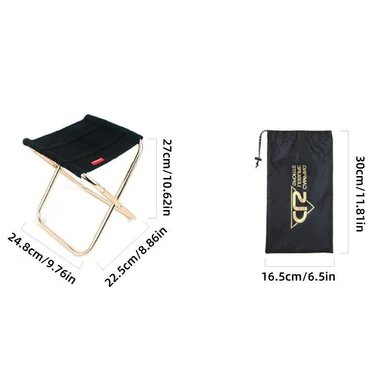 Folding Camping Chair Portable Fishing Stool Lightweight Outdoor Travel Seat - Black