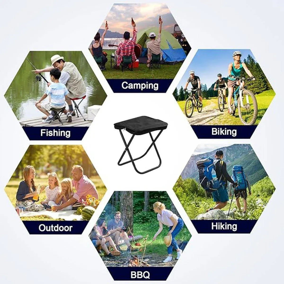 Portable Folding Camping Chair Handbag Stool Lightweight Outdoor Folding Tools - Khaki