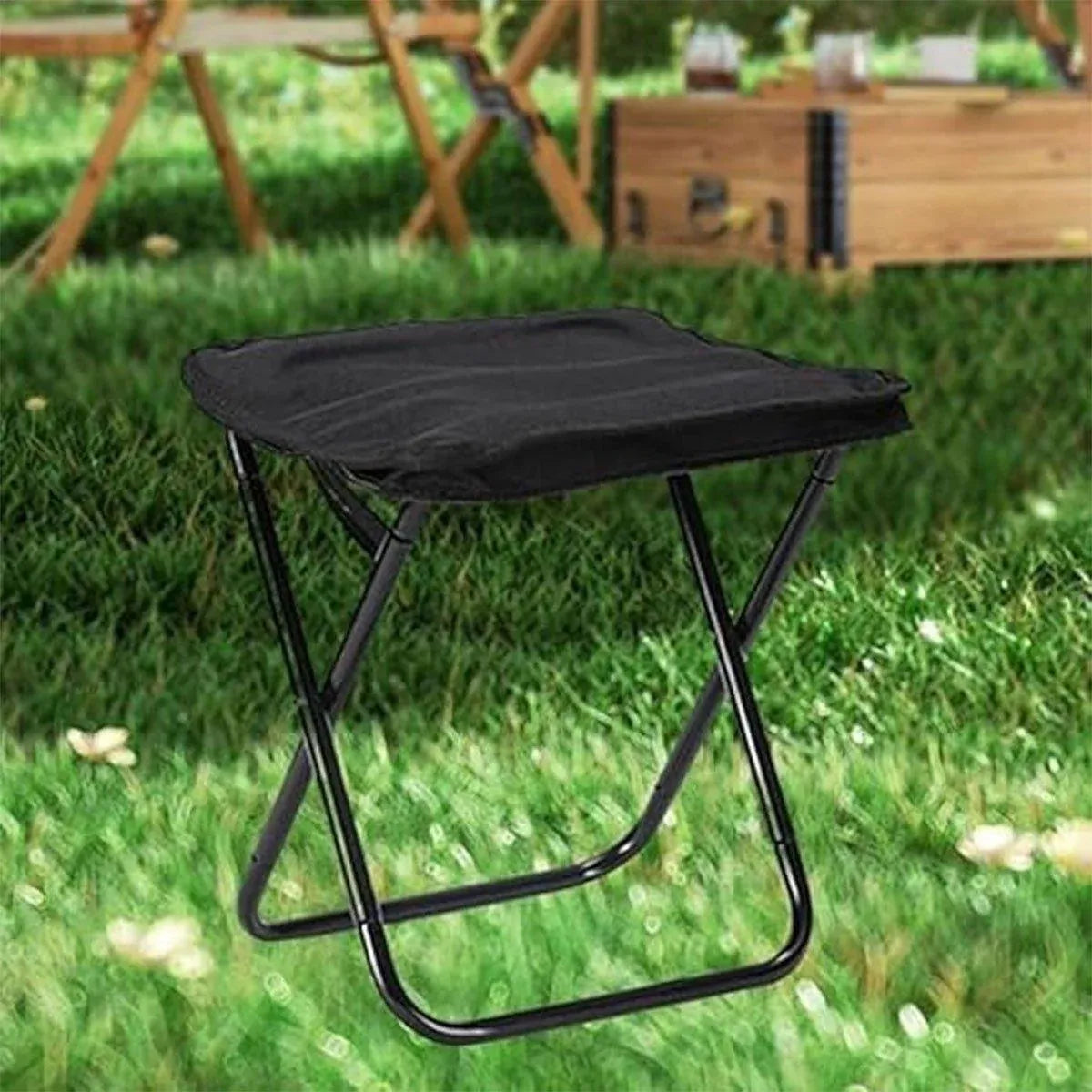 Portable Folding Camping Chair Handbag Stool Lightweight Outdoor Folding Tools - Khaki
