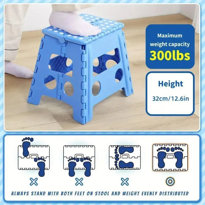Portable Folding Plastic Stool Lightweight Collapsible Chair for Outdoor Travel - White