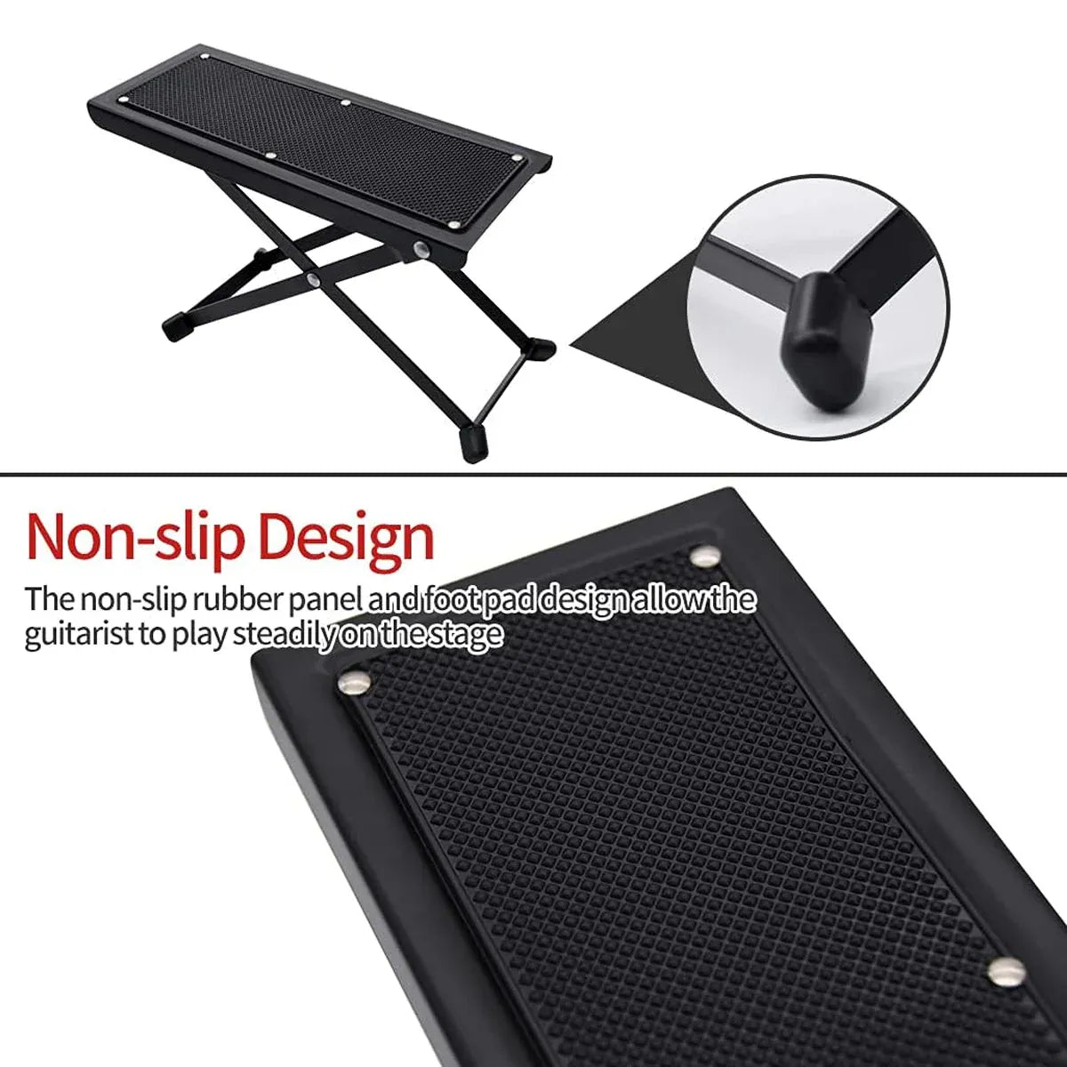 Guitar Foot Rest Pedal Adjustable 6-Position Foldable Stand Support for Players