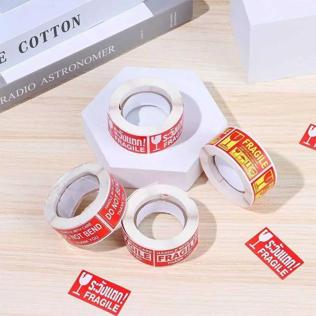 4Rolls Fragile Warning Label Stickers English Caution Handle With Care Packaging