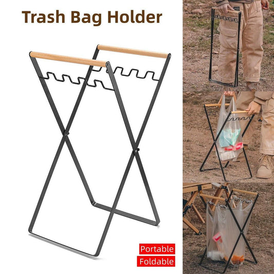 Portable Wooden Folding Garbage Rack Picnic