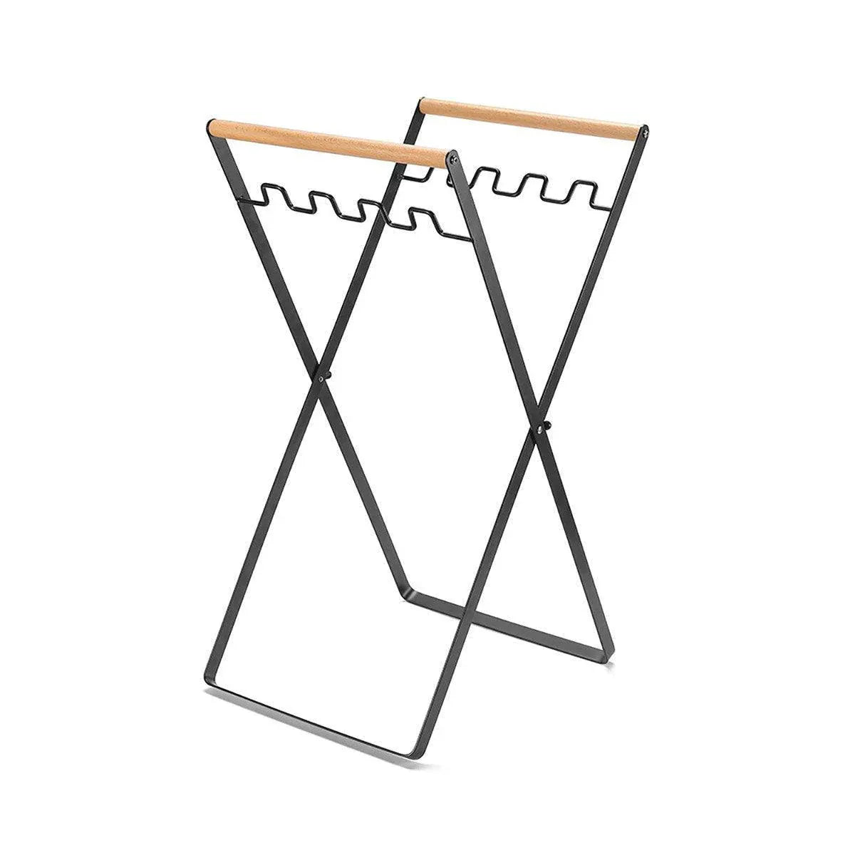 Outdoor Portable Wooden Folding Garbage Rack Picnic Barbecue Plastic Bag Holder