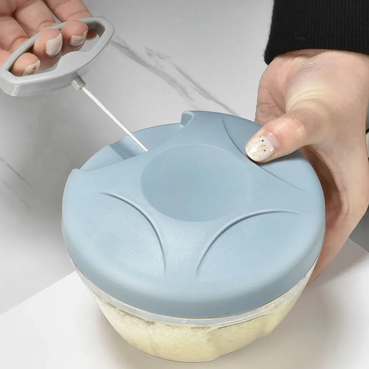 500ml Manual Meat Mincer Garlic Chopper Rotate Garlic Press Crusher Vegetabl - Blue