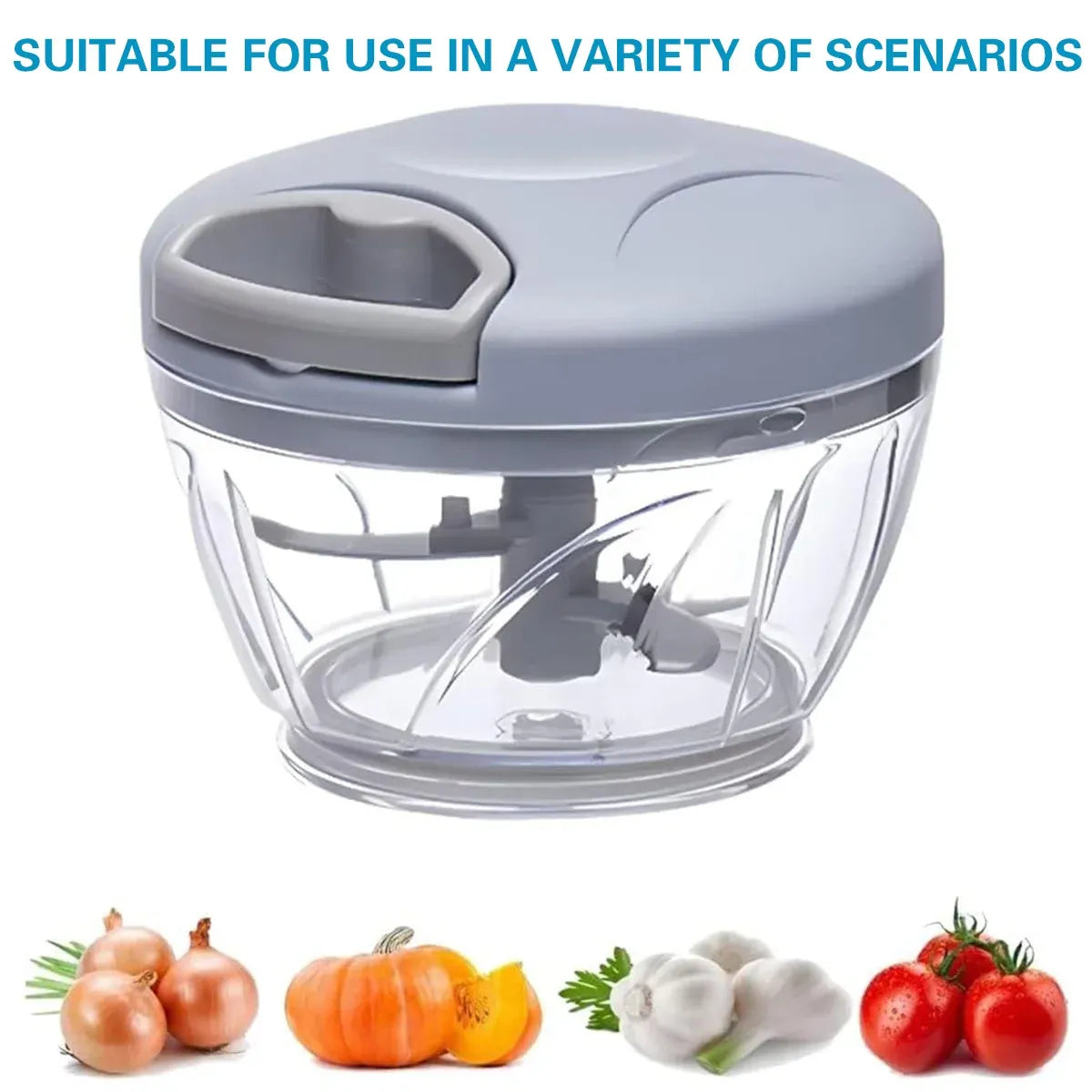 500ml Manual Meat Mincer Garlic Chopper Rotate Garlic Press Crusher Vegetabl - Blue