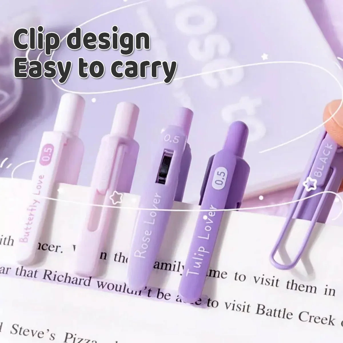 5pcs Quick Dry Ballpoint Pen Smooth Writing Instrument Office School Supplies - Blue