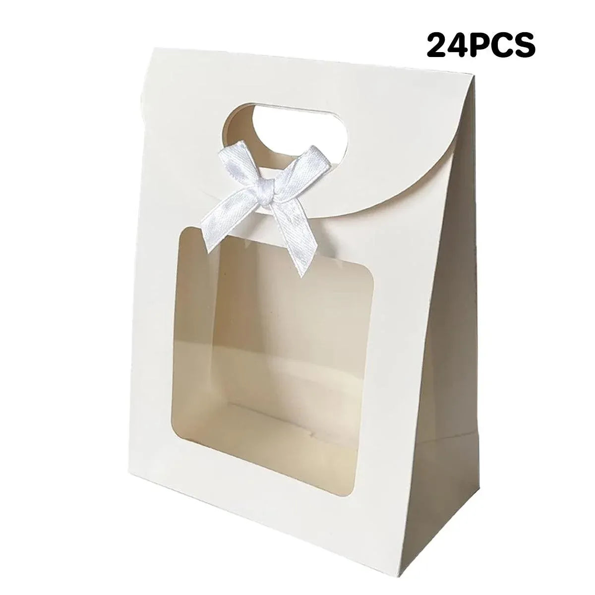 24PCS Bow Flap Tote Bag Reusable Shopping Carry Bag Gift Party Packaging Bag - 26x19x9cm