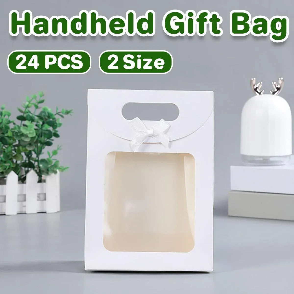 24PCS Bow Flap Tote Bag Reusable Shopping Carry Bag Gift Party Packaging Bag - 26x19x9cm