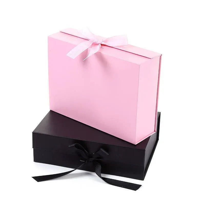 Elegant Ribbon Flip Folding Gift Boxes Multiple Colors High-Quality Cardboard - Orange
