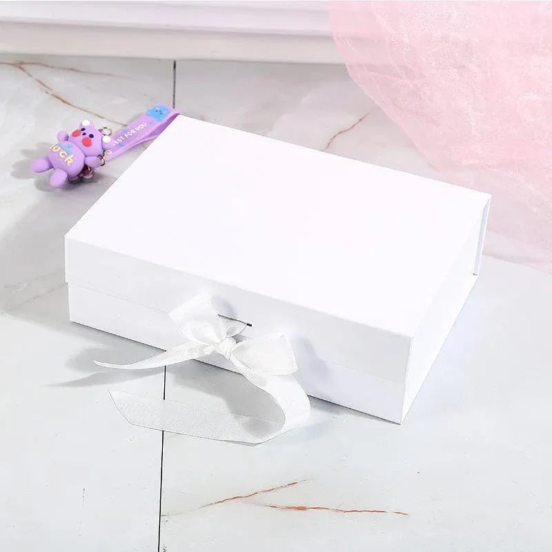 Elegant Ribbon Flip Folding Gift Boxes Multiple Colors High-Quality Cardboard - Orange