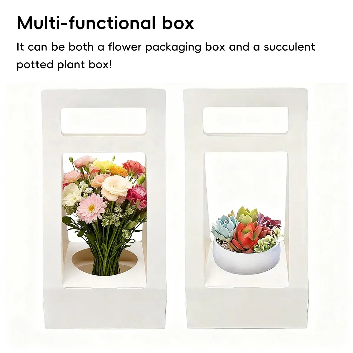 30PCS Flower Gift Packaging Boxes with Handle Durable Birthday Wedding Favors - White
