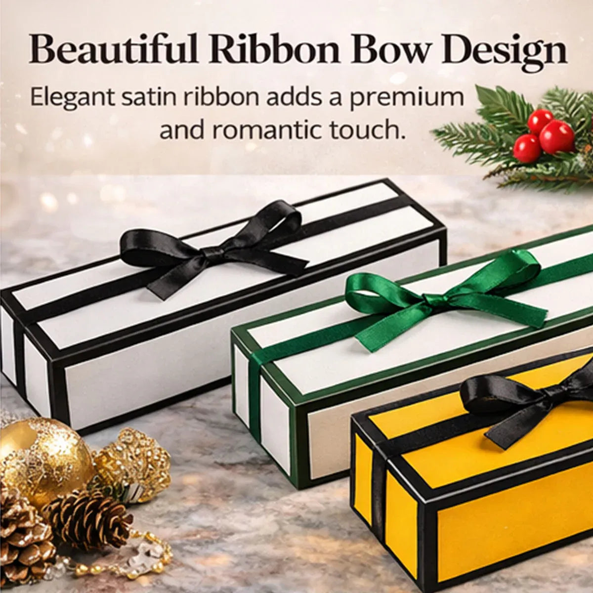 20pc Bow Ribbon Rectangle Treat Valentine Chocolate Gift Packaging Set Box Kit - Yellow