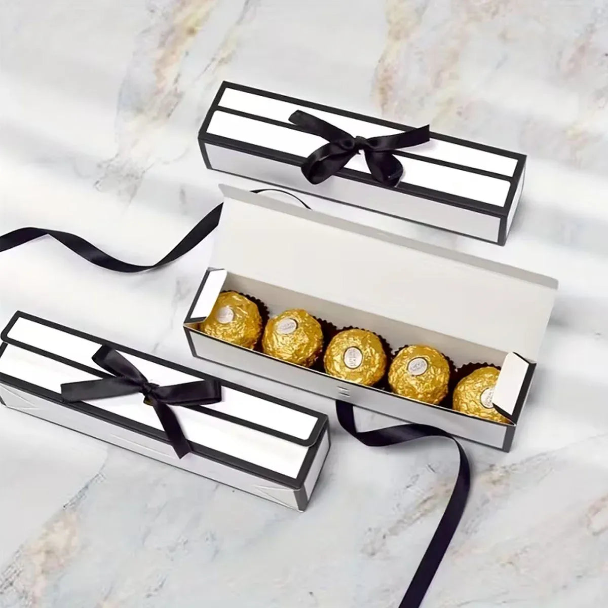 20pc Bow Ribbon Rectangle Treat Valentine Chocolate Gift Packaging Set Box Kit - Yellow