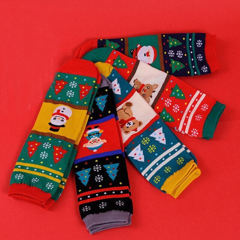 Christmas Socks Santa Reindeer Snowman Pattern Xmas Party Gift Stockings - Clown