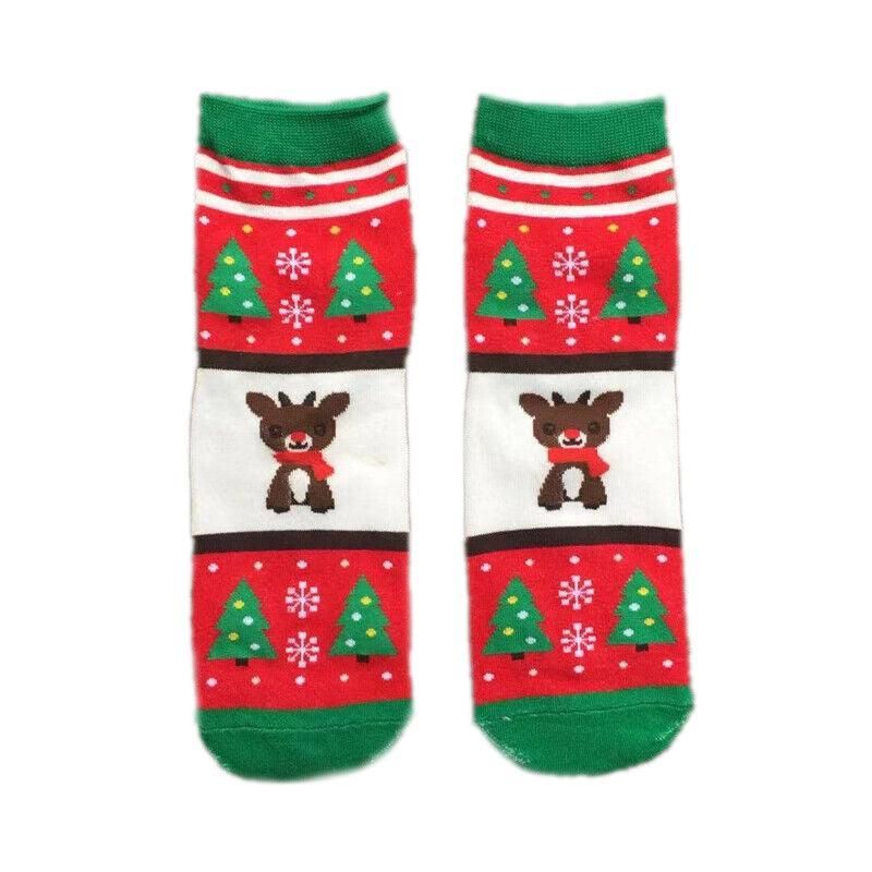 Christmas Socks Santa Reindeer Snowman Pattern Xmas Party Gift Stockings - Deer
