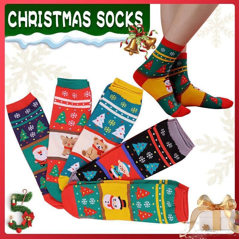 Christmas Socks Santa Reindeer Snowman Pattern Xmas Party Gift Stockings - Snowman