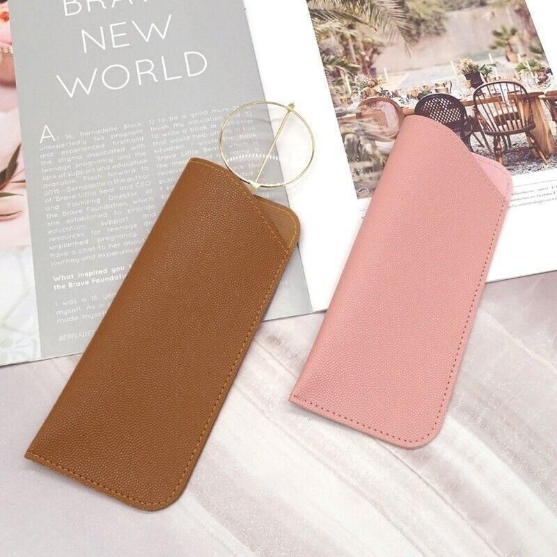 Pu Leather Eyeglass Sunglasses Reading Glasses Case Soft Pouch Bag Pocket - Brown