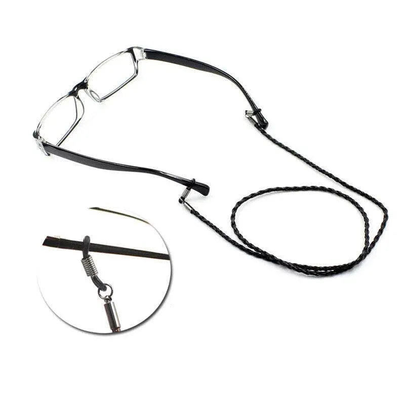 PU Sunglasses Reading Glasses Spectacles Eyeglass Holder Strap Chain - Black