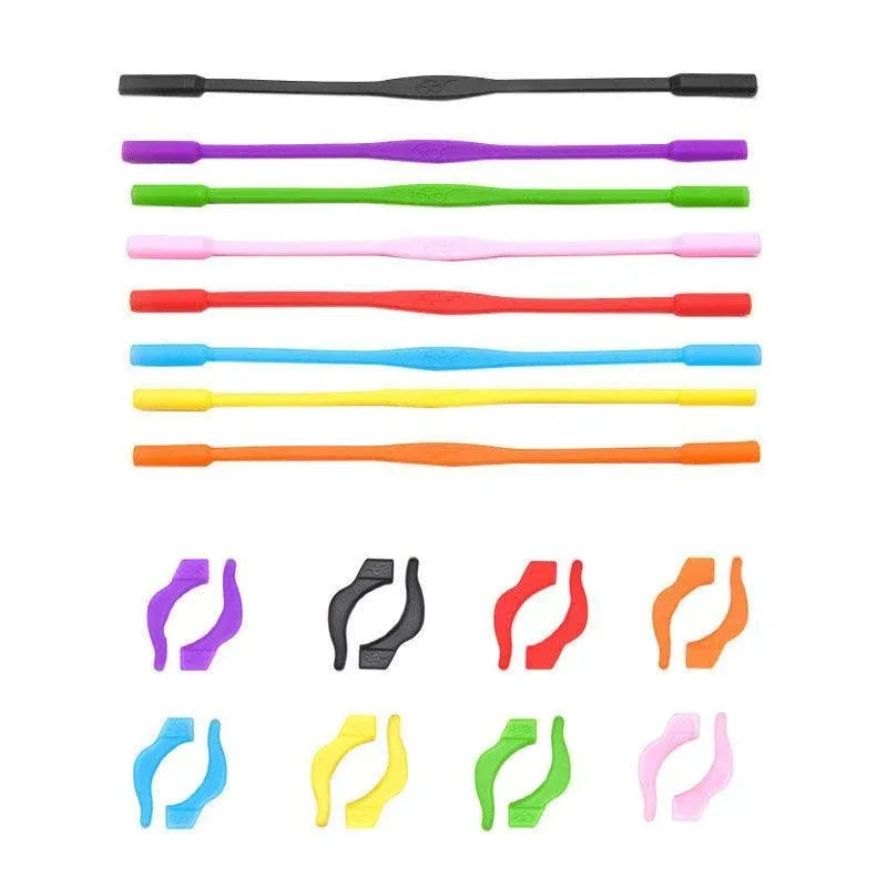 Silicone Glasses Strap and Ear Grip Set Eyeglasses Holder Cord with Hooks 20cm - Yellow