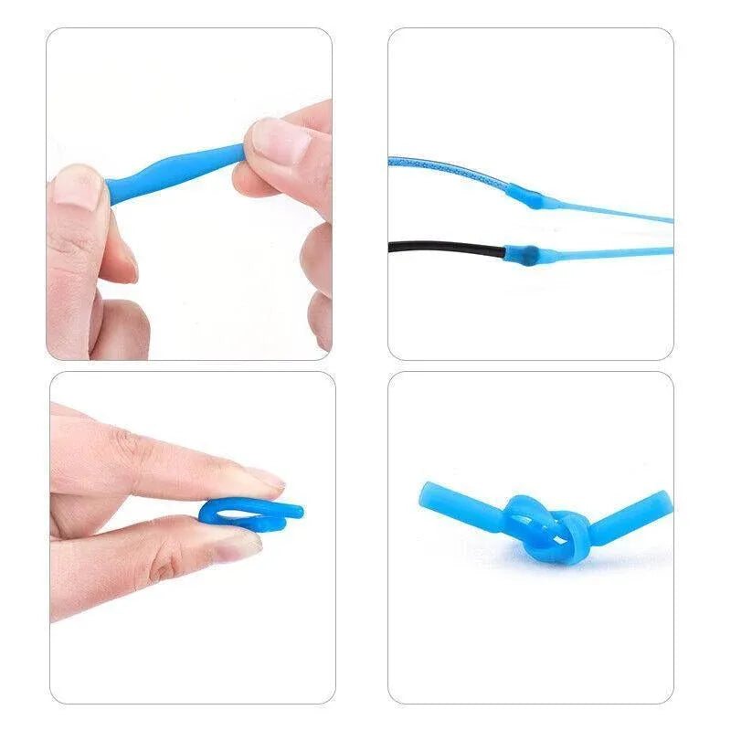 Silicone Glasses Strap and Ear Grip Set Eyeglasses Holder Cord with Hooks 20cm - Yellow