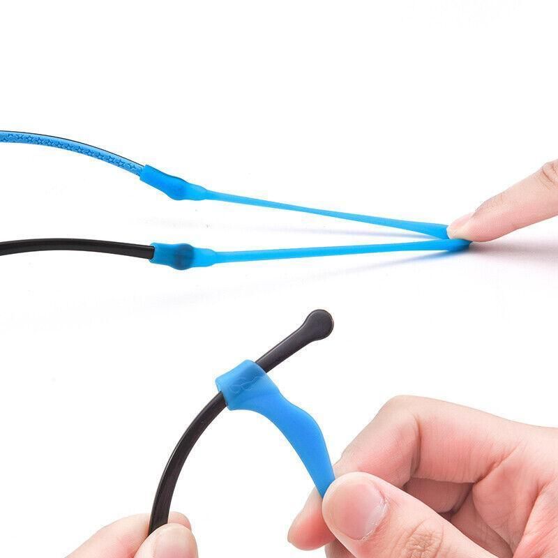 Silicone Glasses Strap and Ear Grip Set Eyeglasses Holder Cord with Hooks 20cm - Yellow