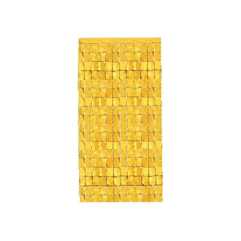 Rectangle Tinsel Curtain Shimmer Wall Backdrop 2M Length Party Decoration Sequin - Gold