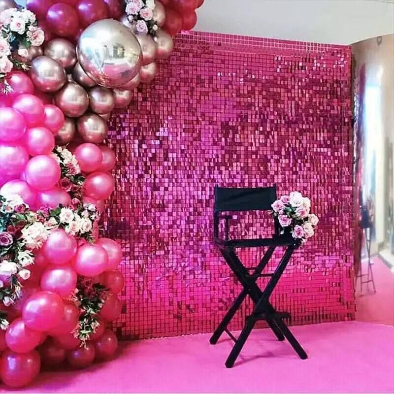 Rectangle Tinsel Curtain Shimmer Wall Backdrop 2M Length Party Decoration Sequin - Gold