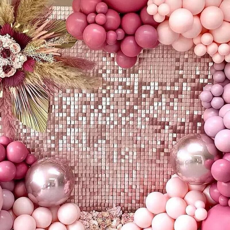 Rectangle Tinsel Curtain Shimmer Wall Backdrop 2M Length Party Decoration Sequin - Gold