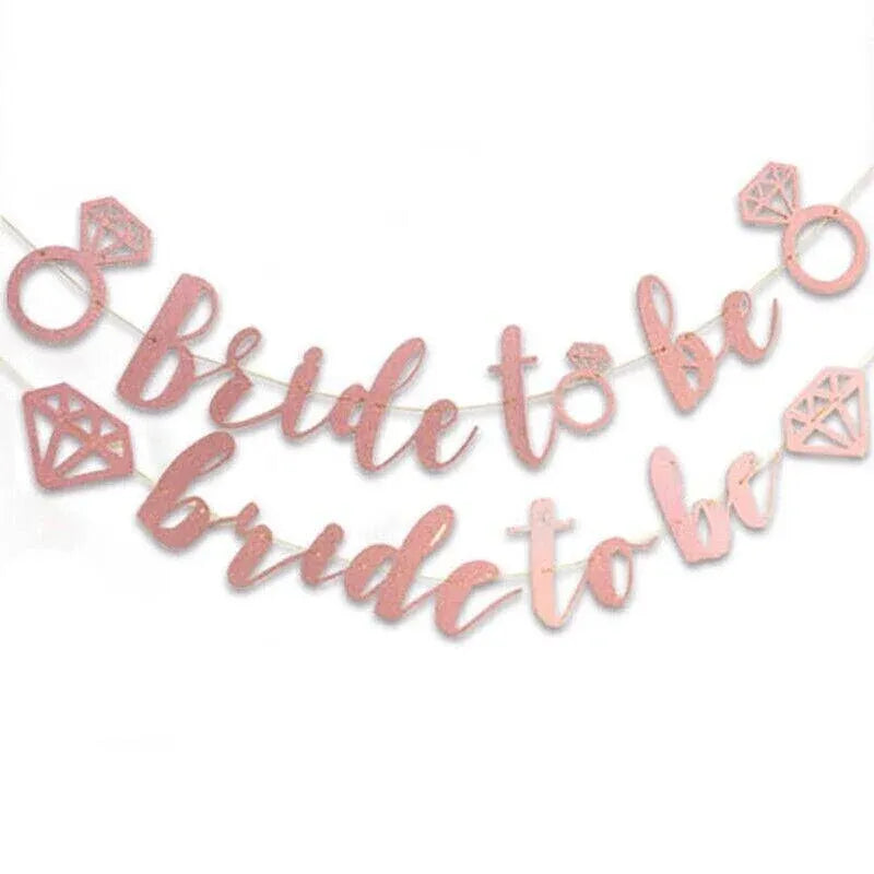 Bride To Be Rose Gold Banner Diamond Wedding Bridal Shower Hens Party Decoration - Diamond Ring