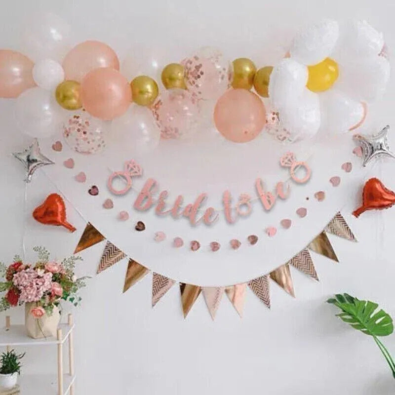 Bride To Be Rose Gold Banner Diamond Wedding Bridal Shower Hens Party Decoration - Diamond Ring