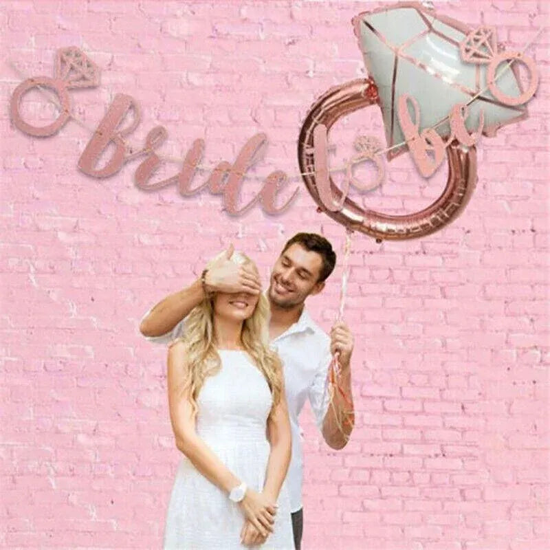 Bride To Be Rose Gold Banner Diamond Wedding Bridal Shower Hens Party Decoration - Diamond Ring