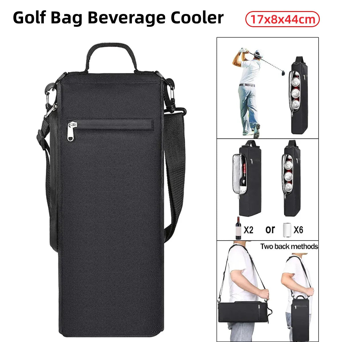 Portable Insulated Golf Cooler Bag Cold Storage Beverage Ice Bag for Cans Drinks