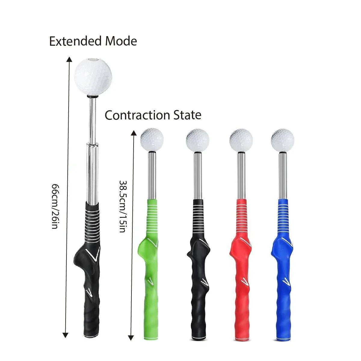 Golf Swing Training Aid Telescopic Impact Sound Stick Exercise Tool for Practice - Black