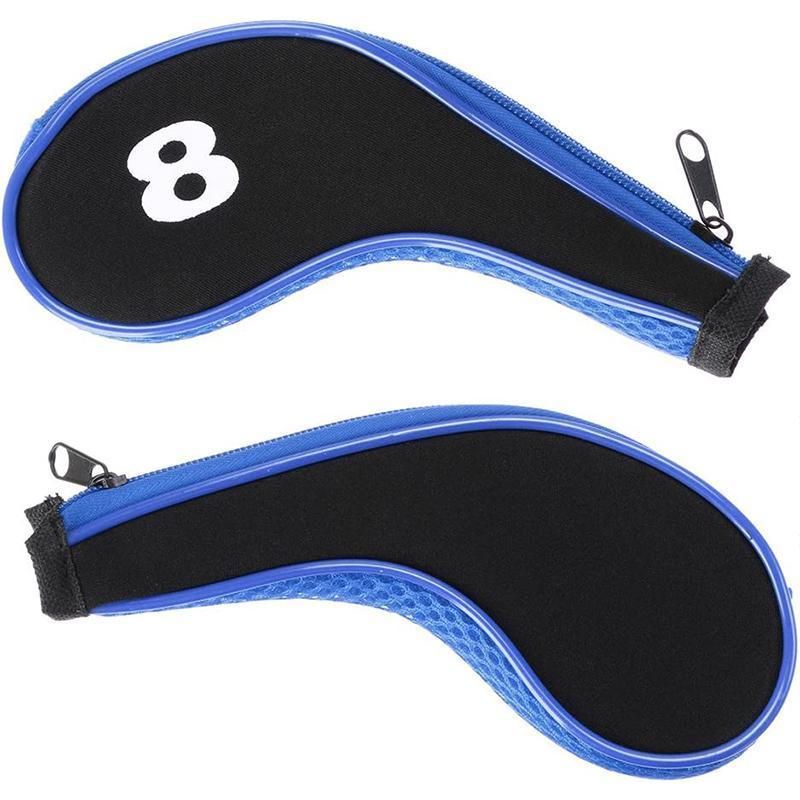 12Pcs Golf Head Cover Iron Putter Driver Headcover Protective Set Club Covers - Black