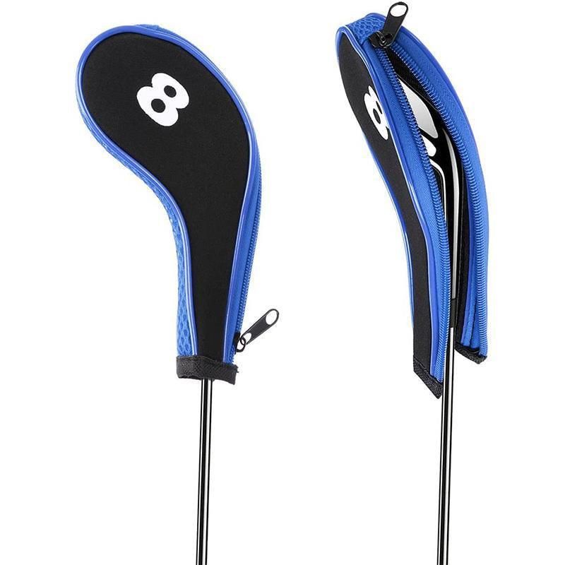 12Pcs Golf Head Cover Iron Putter Driver Headcover Protective Set Club Covers - Black