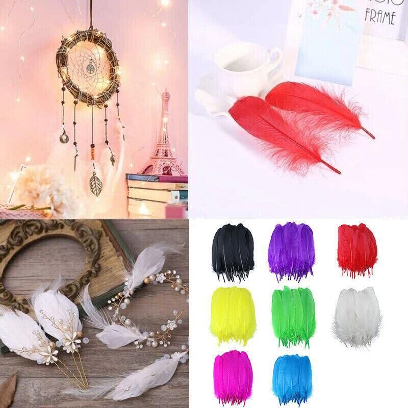 50X Craft Feathers Goose Feather Diy Art Party Decoration Wedding Dream Catcher - White