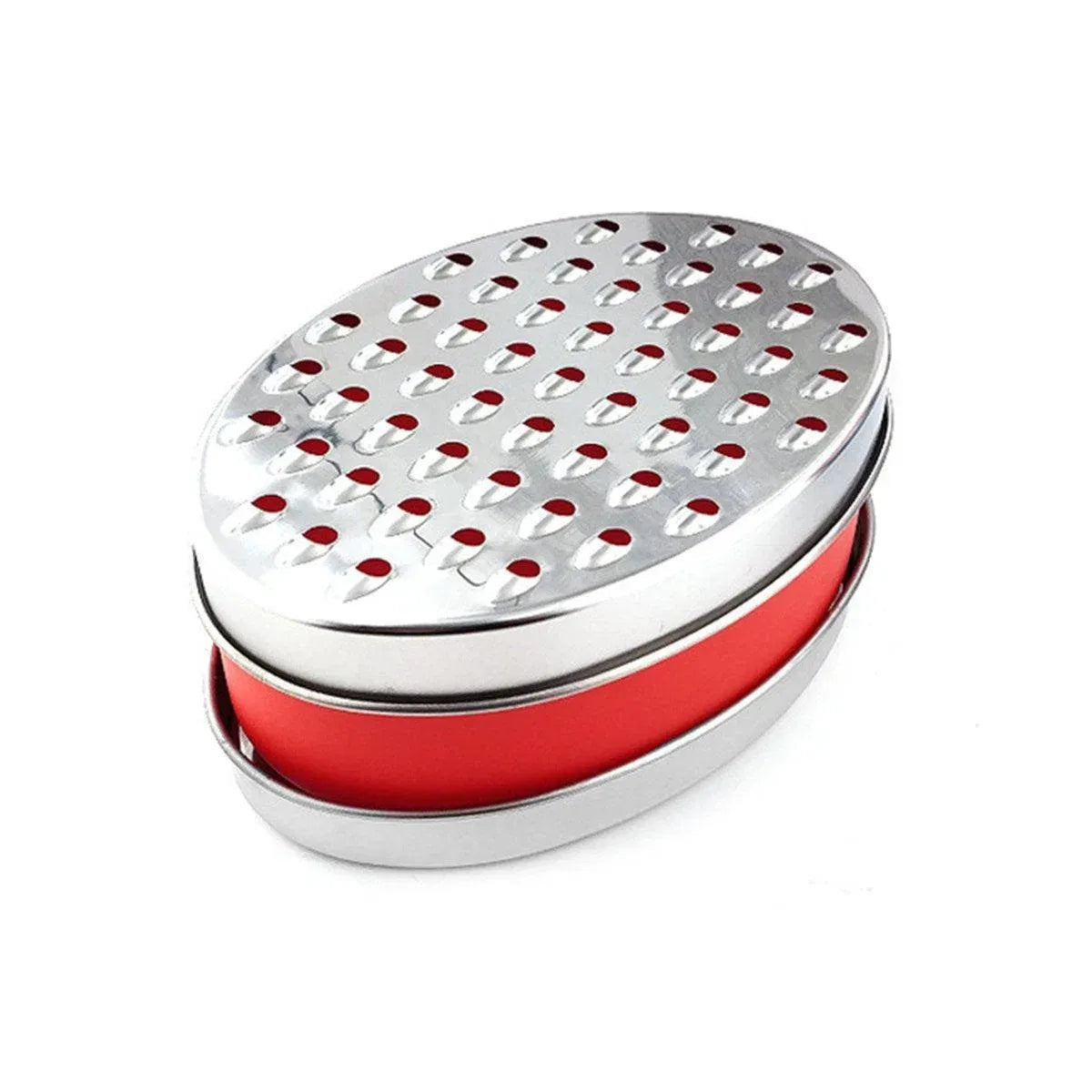 Stainless Steel Kitchen Cheese Grater with Container Storing Fruits Cheese Box - Red