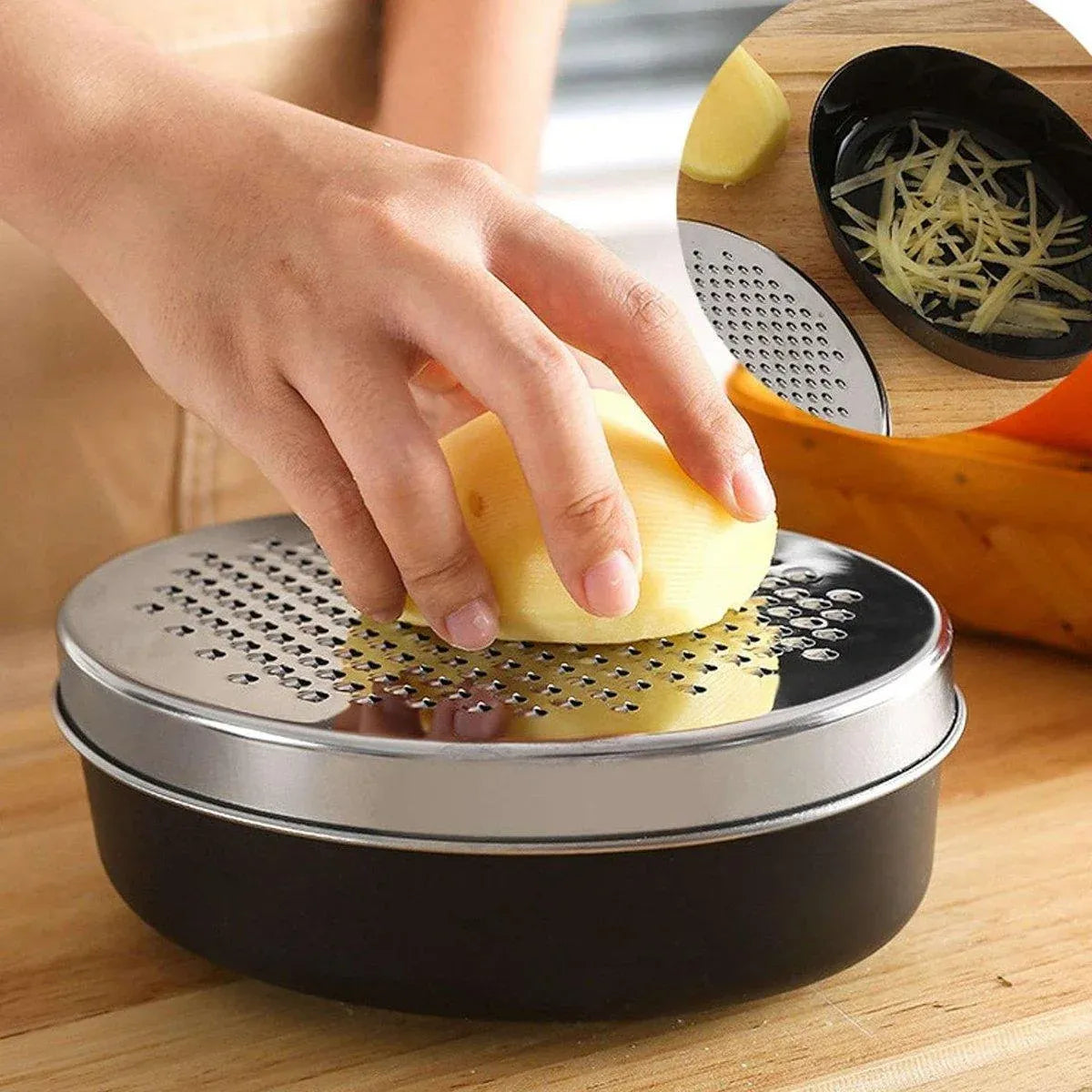 Stainless Steel Kitchen Cheese Grater with Container Storing Fruits Cheese Box - Red