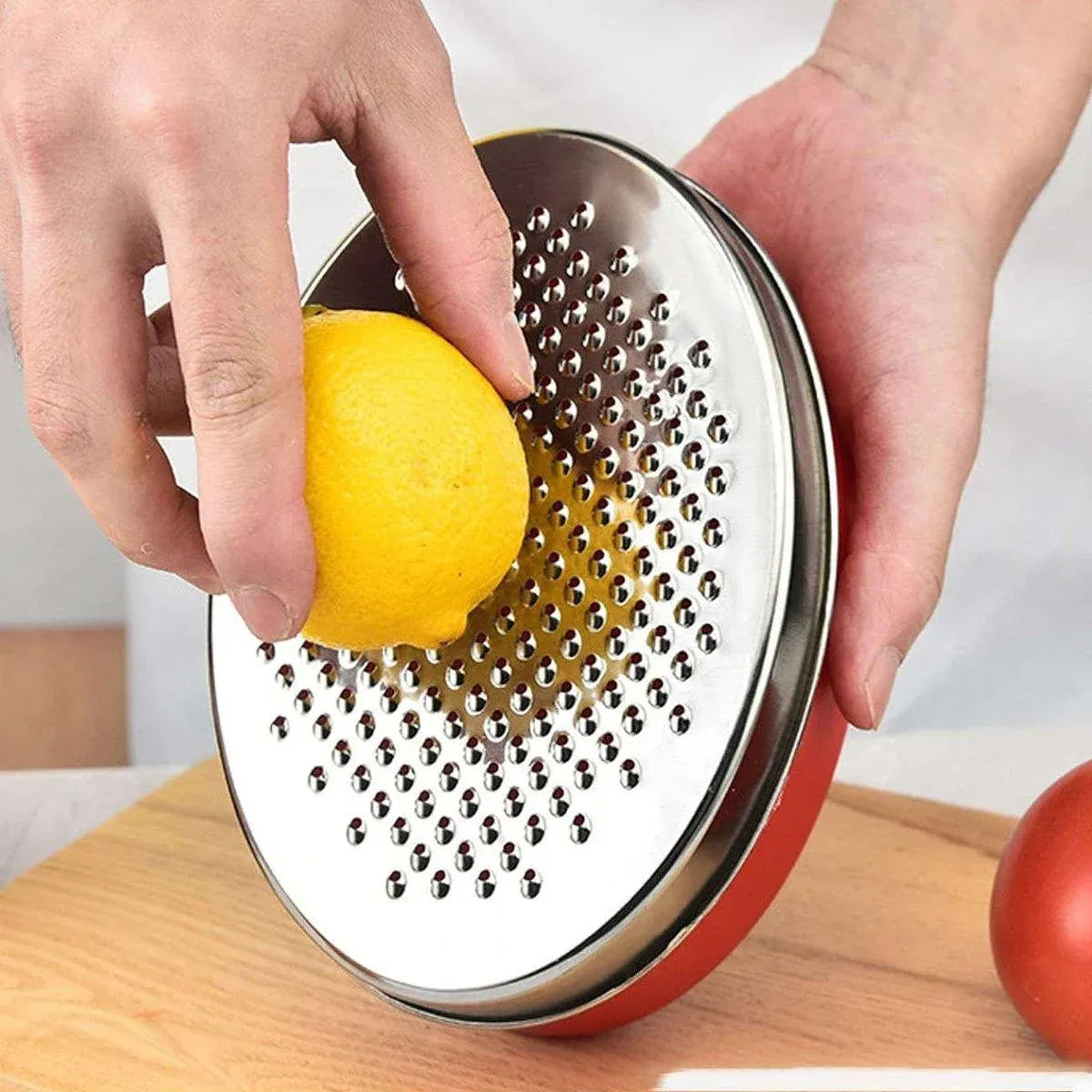Stainless Steel Kitchen Cheese Grater with Container Storing Fruits Cheese Box - Red