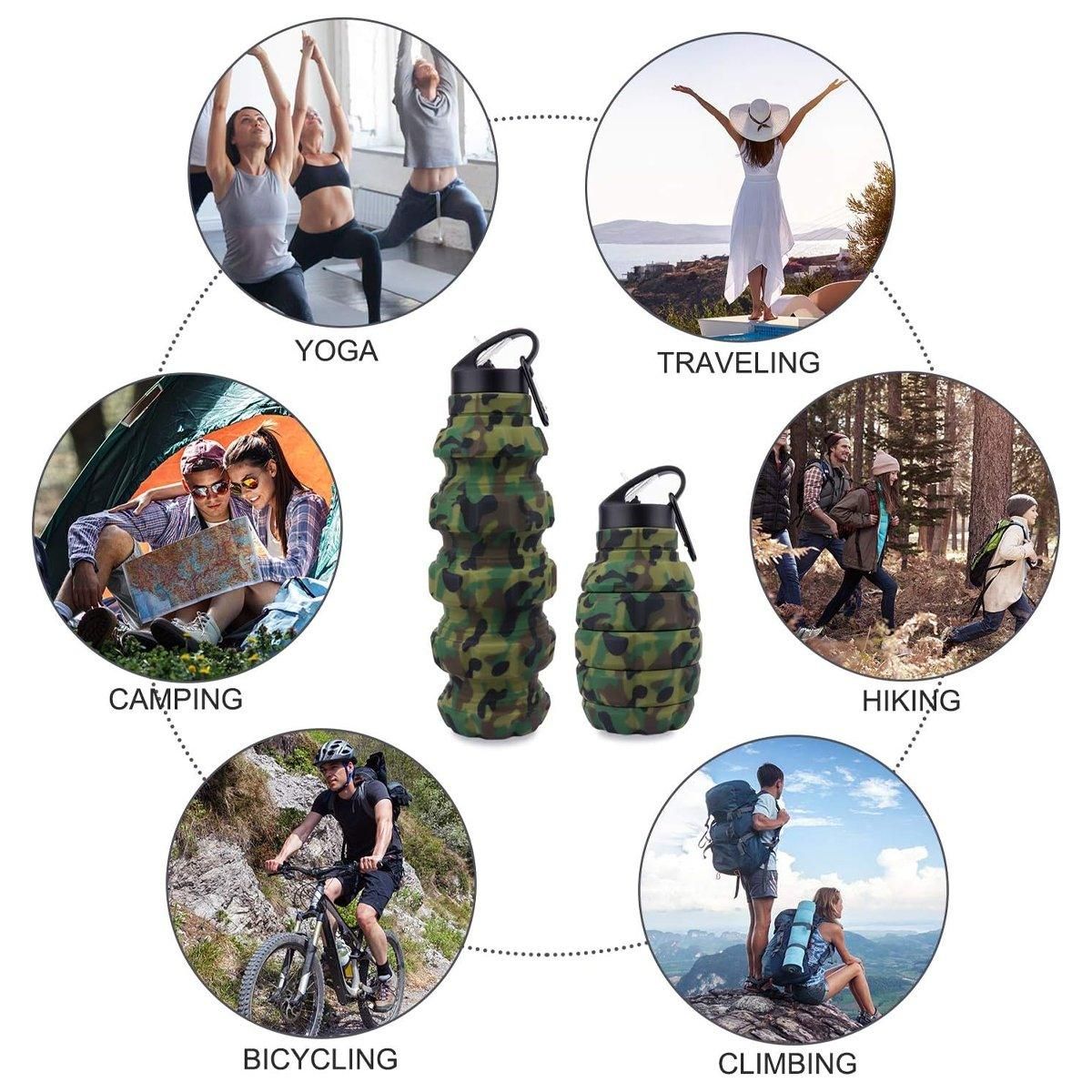 Plastic Grenade Water Bottle Silicone Riding Sports Kettle Retractable Folding Water Bottle