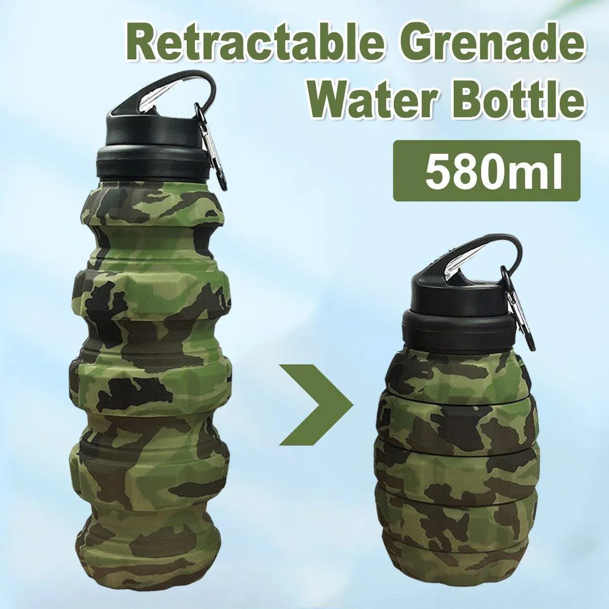 Plastic Grenade Water Bottle Silicone Riding Sports Kettle Retractable Folding Water Bottle