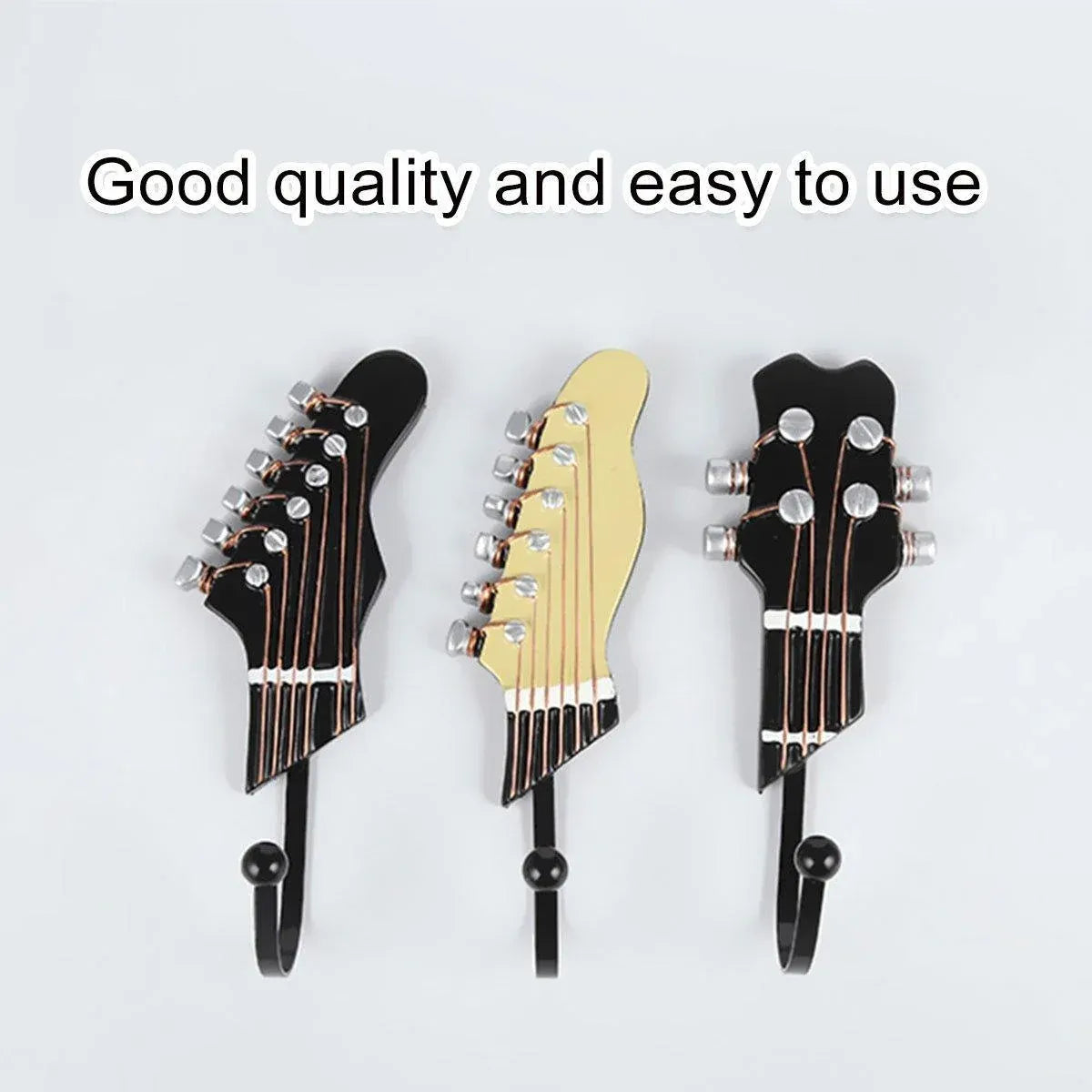 3pcs Guitar Theme Decorative Hooks Wall Mounted Hooks for Home and Office Use