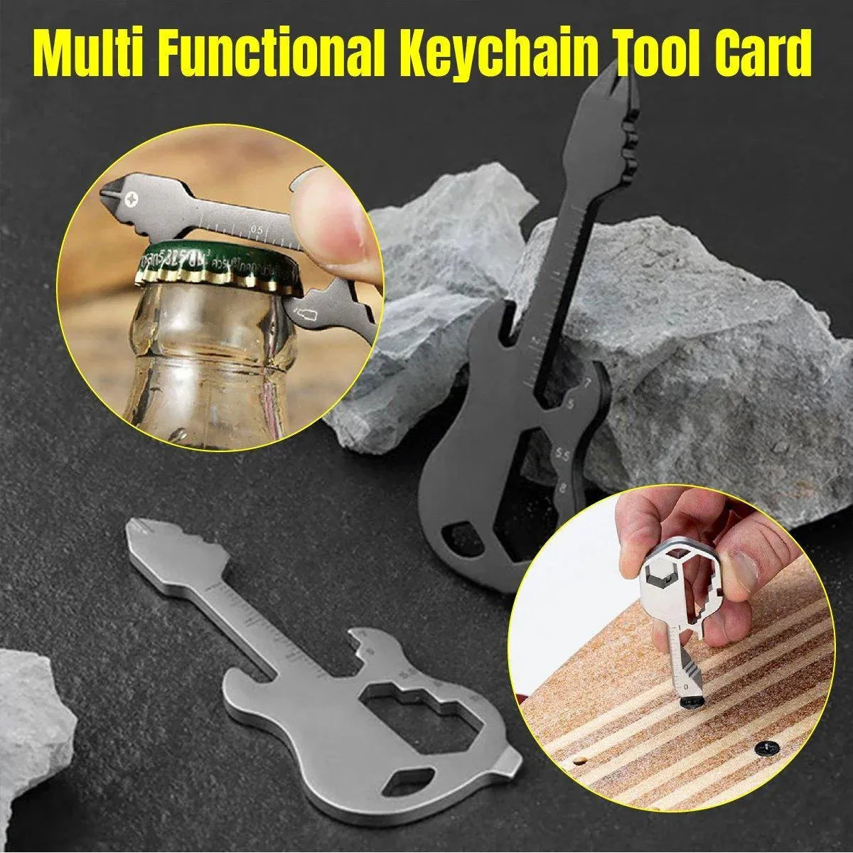 Portable Multi-Tool Key Chain Multi-functional Pocket Tool for Outdoor Camping - Silver