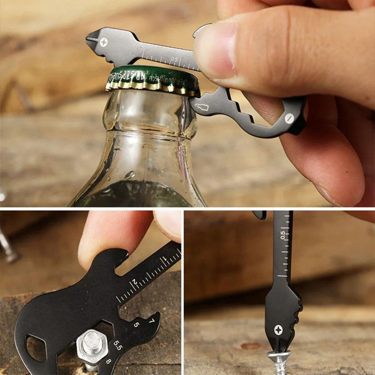 Portable Multi-Tool Key Chain Multi-functional Pocket Tool for Outdoor Camping - Silver