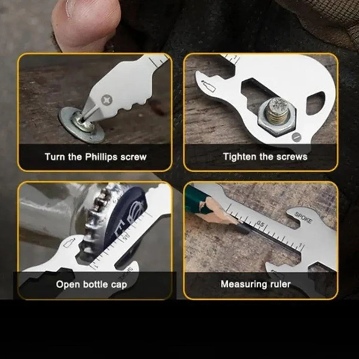 Portable Multi-Tool Key Chain Multi-functional Pocket Tool for Outdoor Camping - Silver