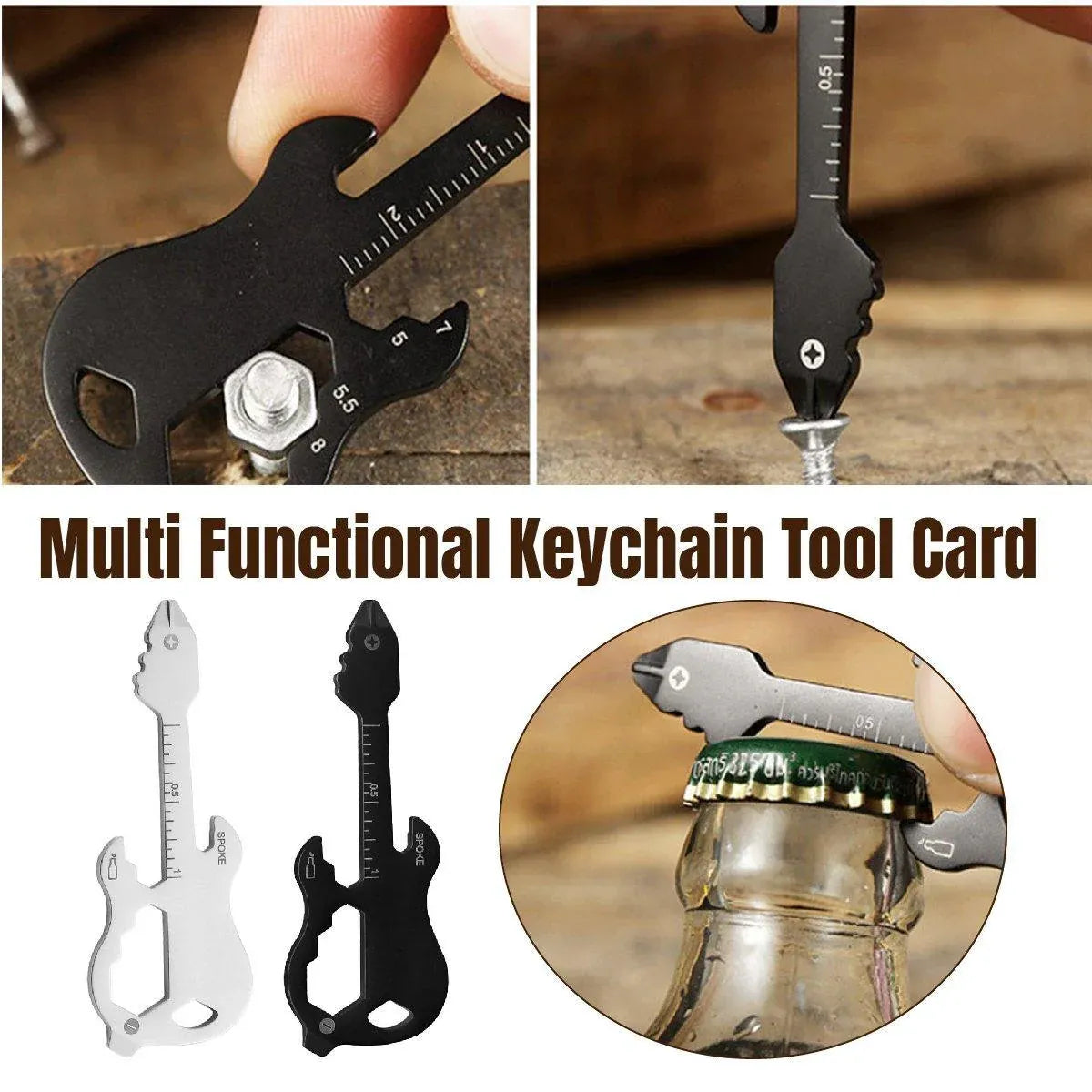 Portable Multi-Tool Key Chain Multi-functional Pocket Tool for Outdoor Camping - Silver
