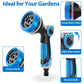 10-Function Garden Hose Nozzle Sprayer for Watering and Car Washing - Blue