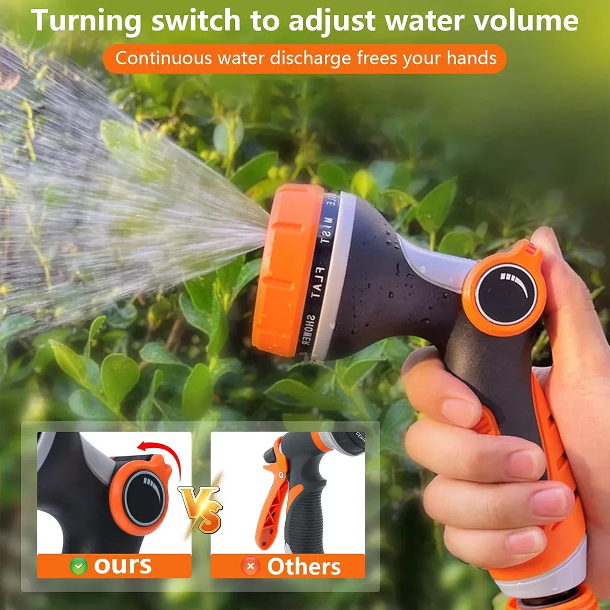 10-Function Garden Hose Nozzle Sprayer for Watering and Car Washing - Blue